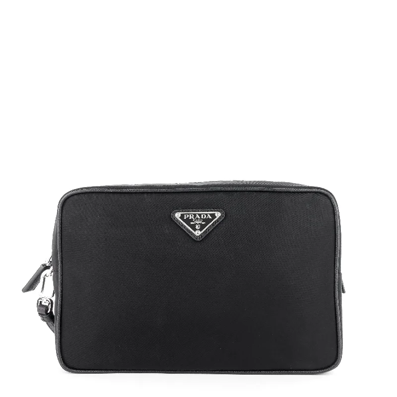 Ladies Prada handbags with a detachable wallet inside for added convenienceTessuto Nylon Pouch with Wristlet