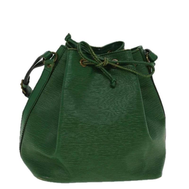 Ladies Louis Vuitton shoulder bags with a tassel decoration for charmLOUIS VUITTON Epi Petit Noe Shoulder Bag Green M44104 LV Auth 58465