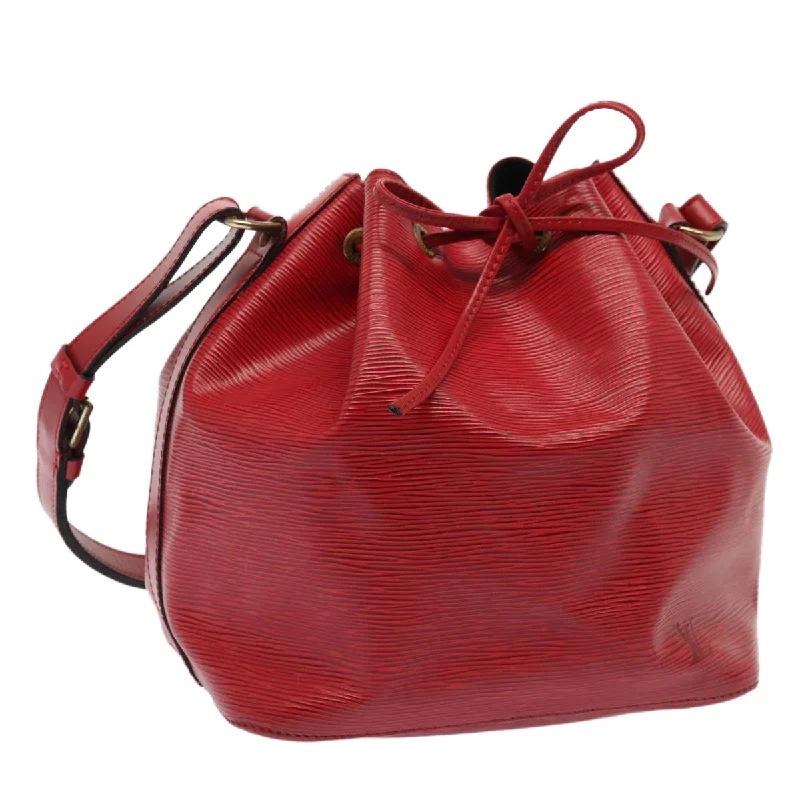 Louis Vuitton tote bags with a double - handle and shoulder - strap optionLOUIS VUITTON Epi Petit Noe Shoulder Bag Red M44107 LV Auth 87925