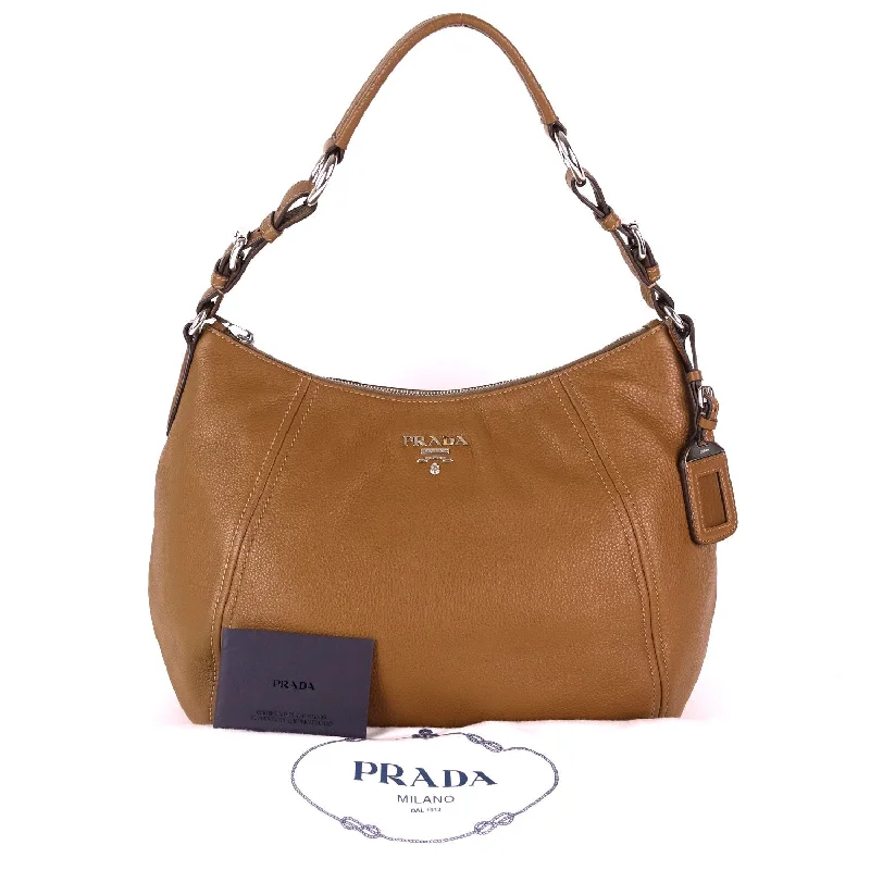 Prada bags with a front - flap pocket for quick access to essentialsPhenix Vitello Daino Leather Hobo Bag