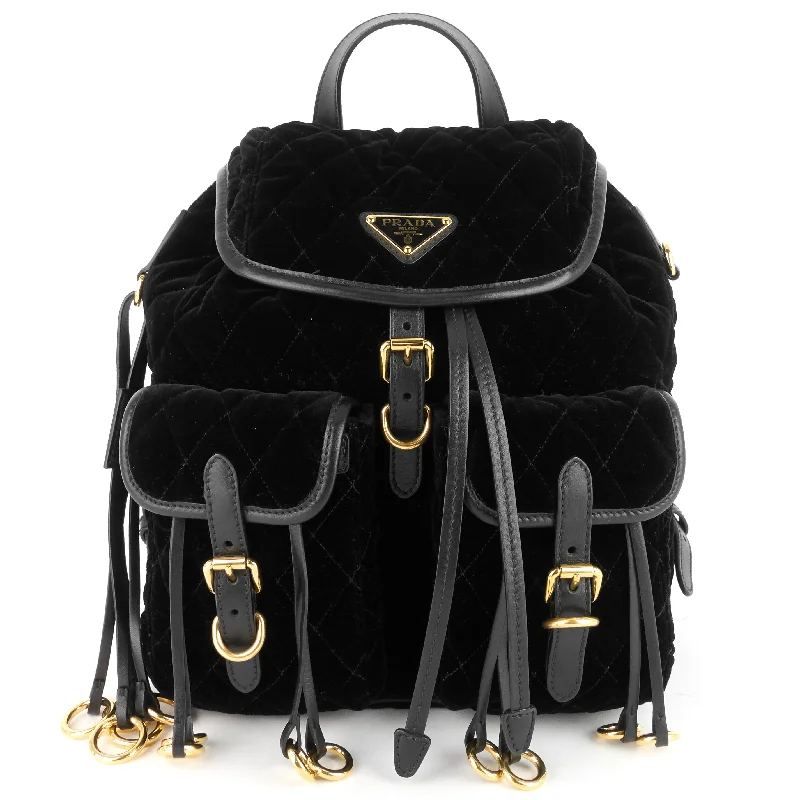 Prada tote bags with a double - handle and shoulder - strap option for easy useImpuntu Velluto Velvet Backpack Bag