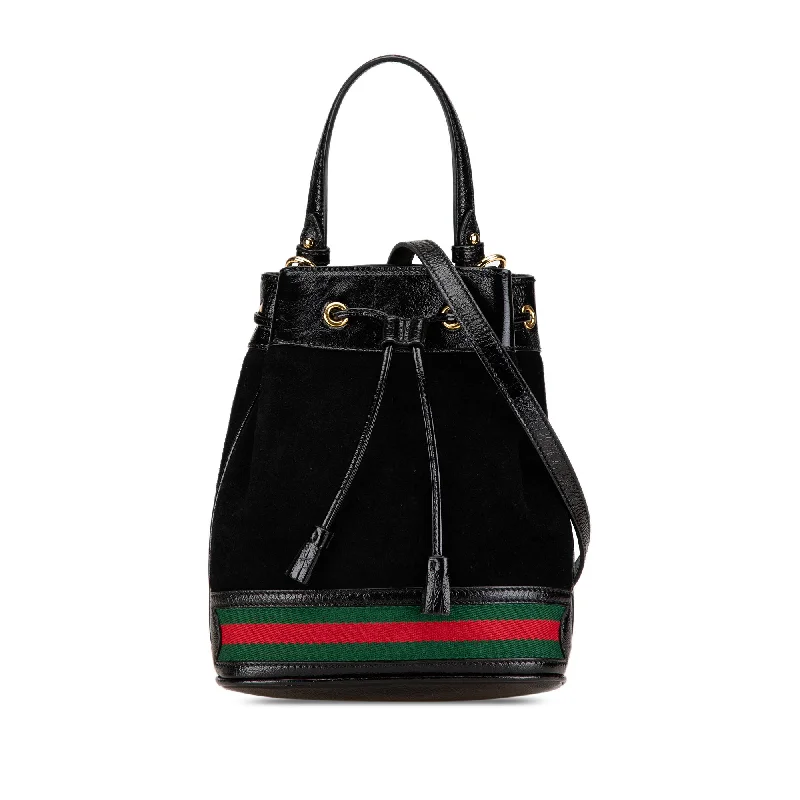 Gucci Marmont bags for women with a snakeskin - effect panelBlack Gucci Small Suede Ophidia Bucket Bag