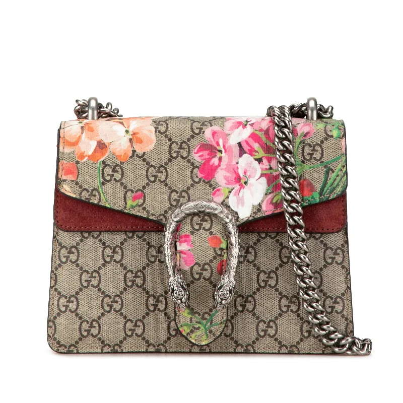 Gucci handbags for women with a back - zip pocketBrown Gucci Mini GG Supreme Blooms Dionysus Crossbody Bag