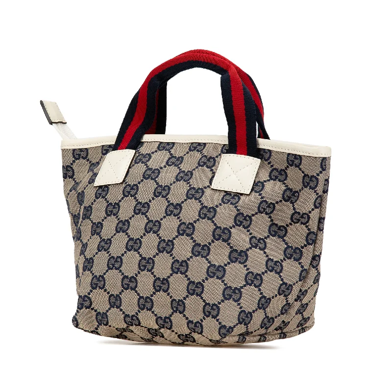 Women Gucci crossbody bags with a woven leather strapGray Gucci Mini GG Canvas Web Childrens Handbag