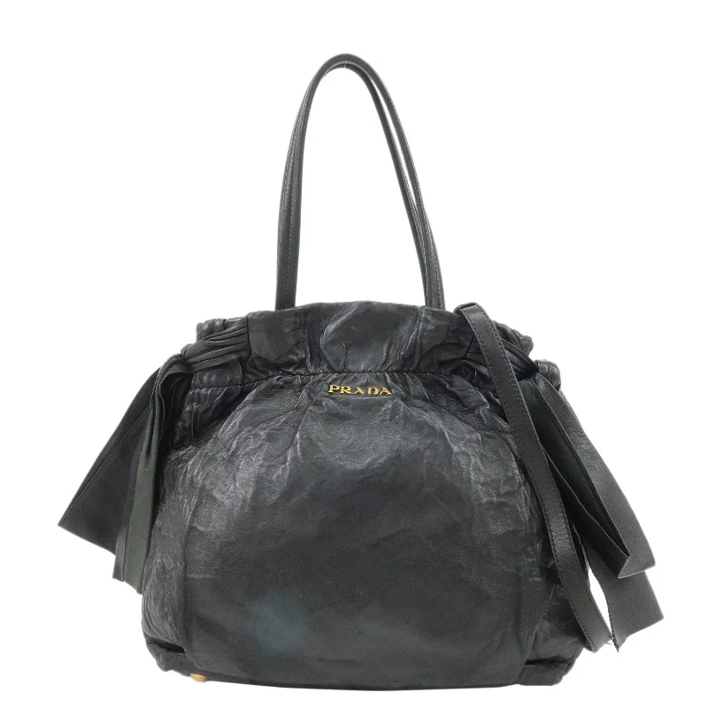 Prada tote bags with a spacious interior and a magnetic - snap closurePRADA Leather Ribbon 2Way Bag Hand Bag Shoulder Bag BN1760