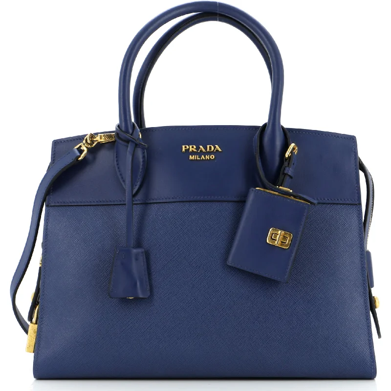 Prada tote bags with a double - handle and shoulder - strap option for easy useEsplanade Tote Saffiano with City Calf Medium