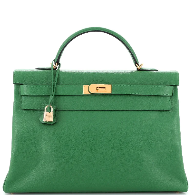 Gucci backpacks for women with a sleek silhouetteKelly Handbag Vert Bengale Epsom with Gold Hardware 40