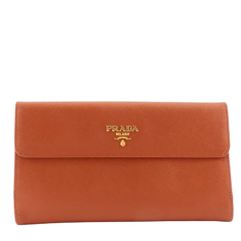 Prada bags with a back - zip pocket for storing valuables securelyContinental Logo Saffiano Leather Wallet