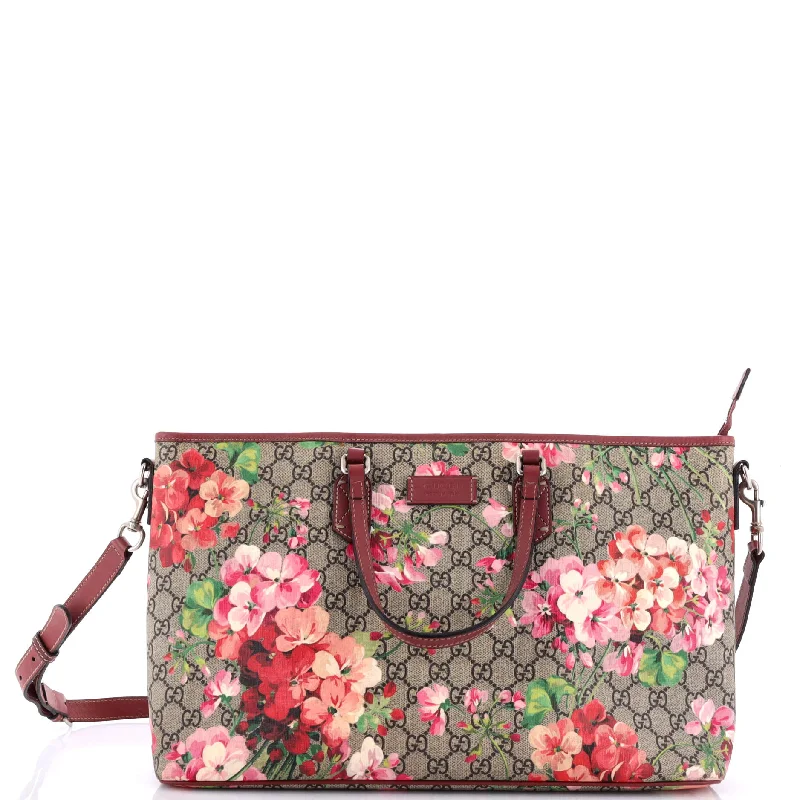 Women Gucci backpacks with a luxurious leather finishConvertible Zip Tote Blooms Print GG Coated Canvas Large