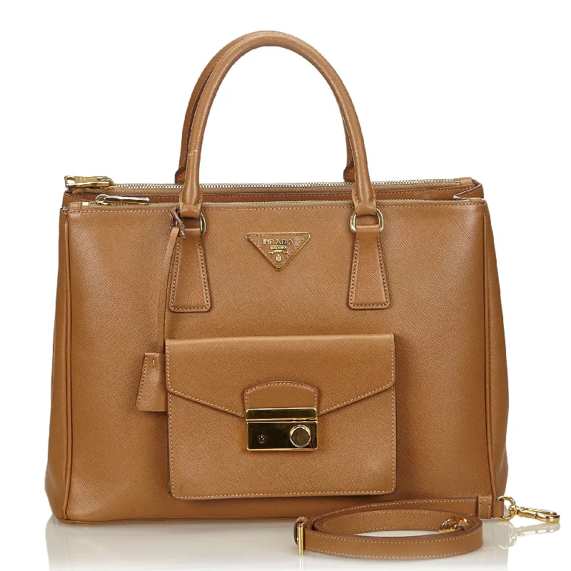 Prada Galleria bags with a structured silhouette for a professional lookSaffiano Leather Front Pocket Double-Zip Bag