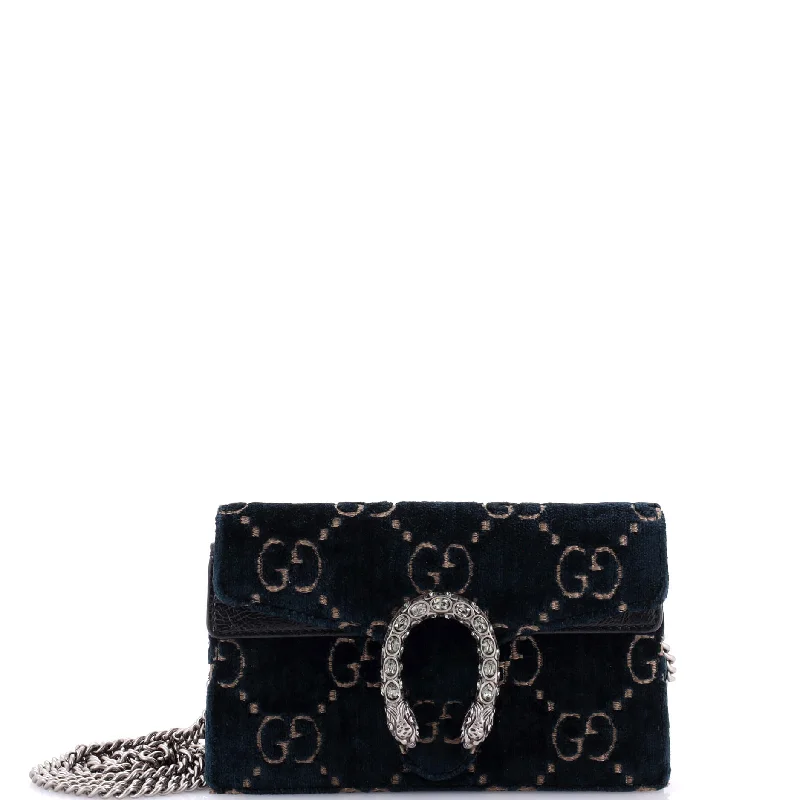 Ladies Gucci Dionysus bags with a chain - link shoulder strapDionysus Bag GG Velvet Super Mini