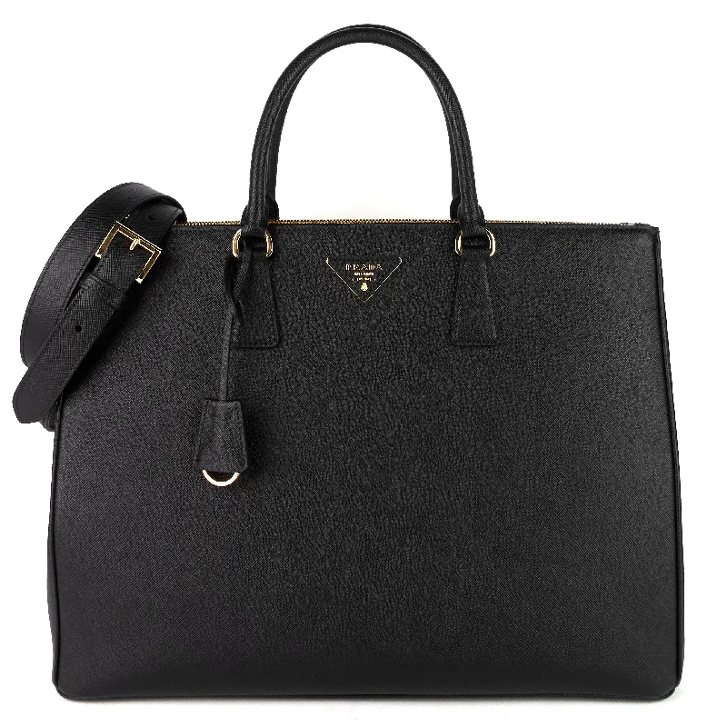 Prada handbags with a patent - leather finish for a shiny and sophisticated appearanceGalleria Double Zip Maxi Saffiano Leather Bag