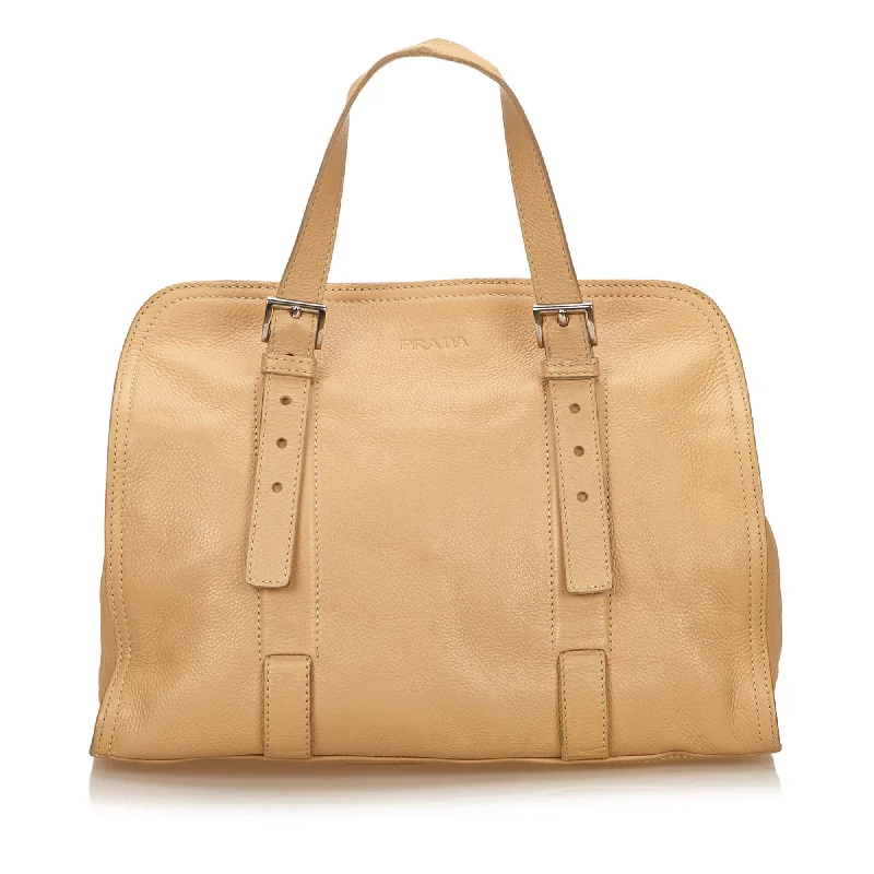 Prada Cahier bags with a monogram - embossed leather surfaceGrained Calf Leather Tote Bag