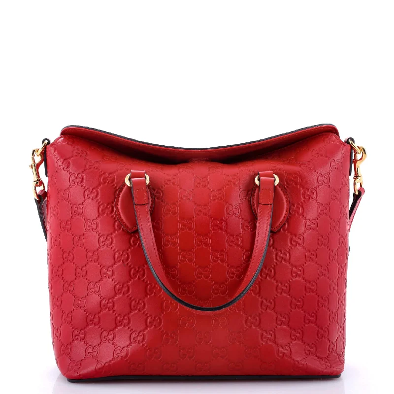 Women Gucci Sylvie bags with a leather - wrapped handleSignature Fold Over Tote Guccissima Leather Medium