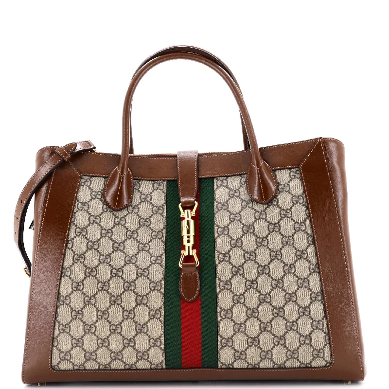 Gucci Marmont bags for women with gold - toned hardwareJackie 1961 Web Tote GG Canvas and Leather Large