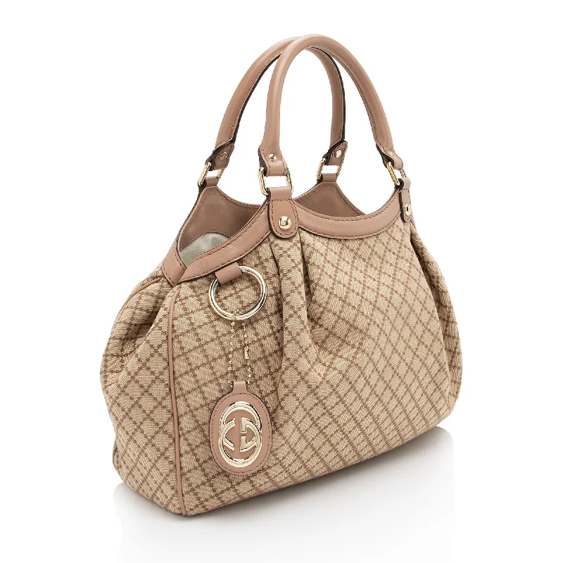 Ladies Gucci shoulder bags with a wide - width strapGucci Diamante Canvas Sukey Medium Tote (XTmENi)