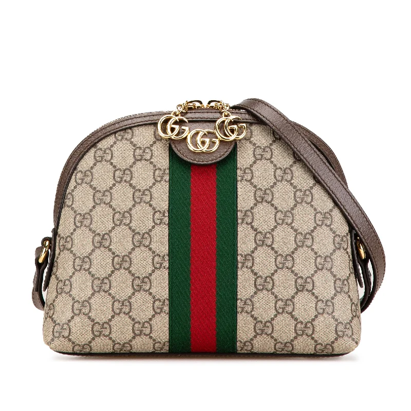 Women Gucci bags with a zippered interior pocketBrown Gucci GG Supreme Web Ophidia Crossbody