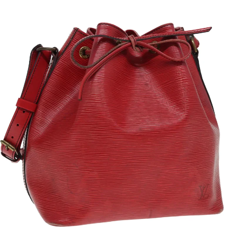 Louis Vuitton handbags with a back - zip pocket for storing valuablesLOUIS VUITTON Epi Petit Noe Shoulder Bag Red M44107 LV Auth 86673