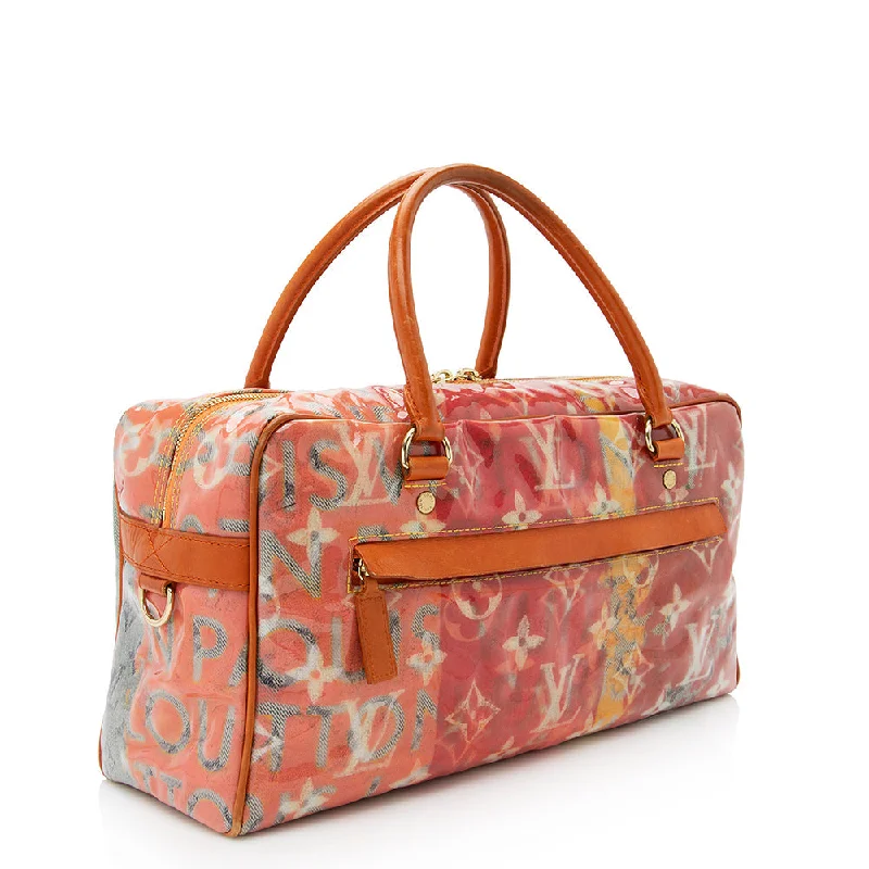 Louis Vuitton crossbody bags with a printed floral pattern for femininityLouis Vuitton Limited Edition Monogram Pulp Weekender PM Satchel (19315)