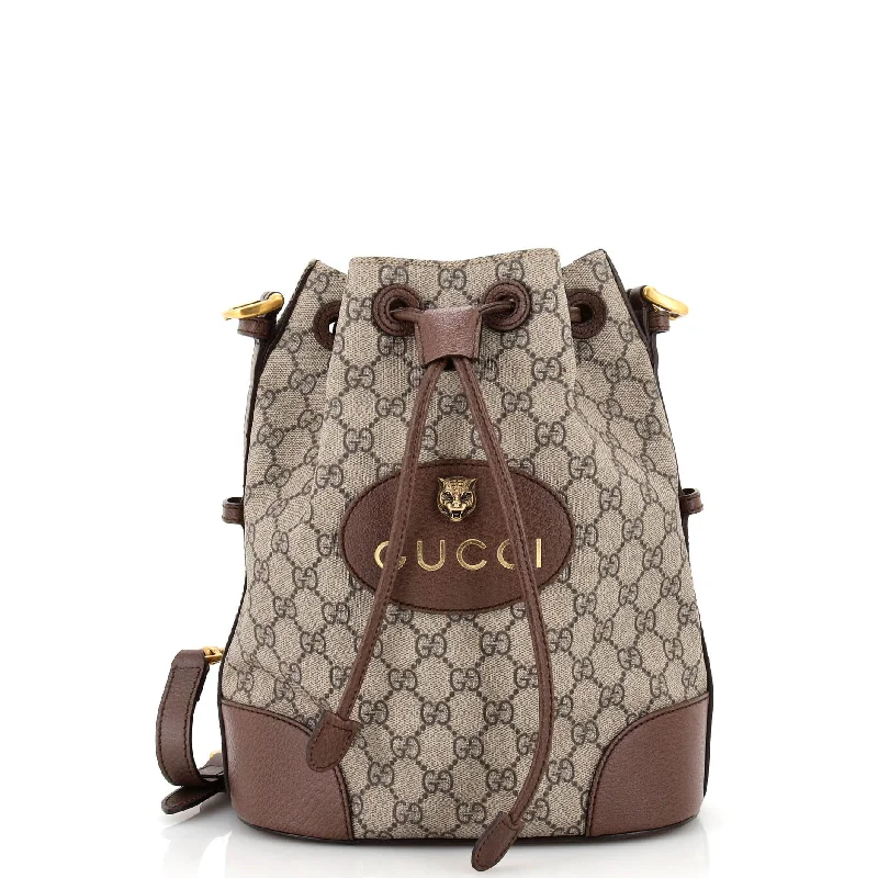 Gucci handbags for women with a patent - leather finishNeo Vintage Drawstring Bucket Backpack GG Coated Canvas Mini