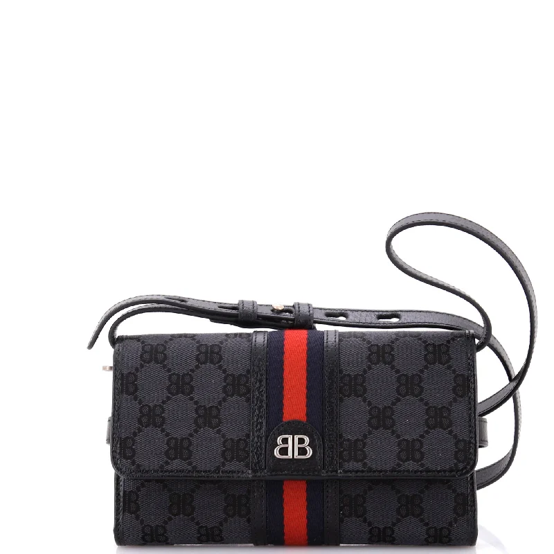 Women Gucci bags with a zip - around closure for securityx Gucci The Hacker Wallet on Strap BB Coated Canvas