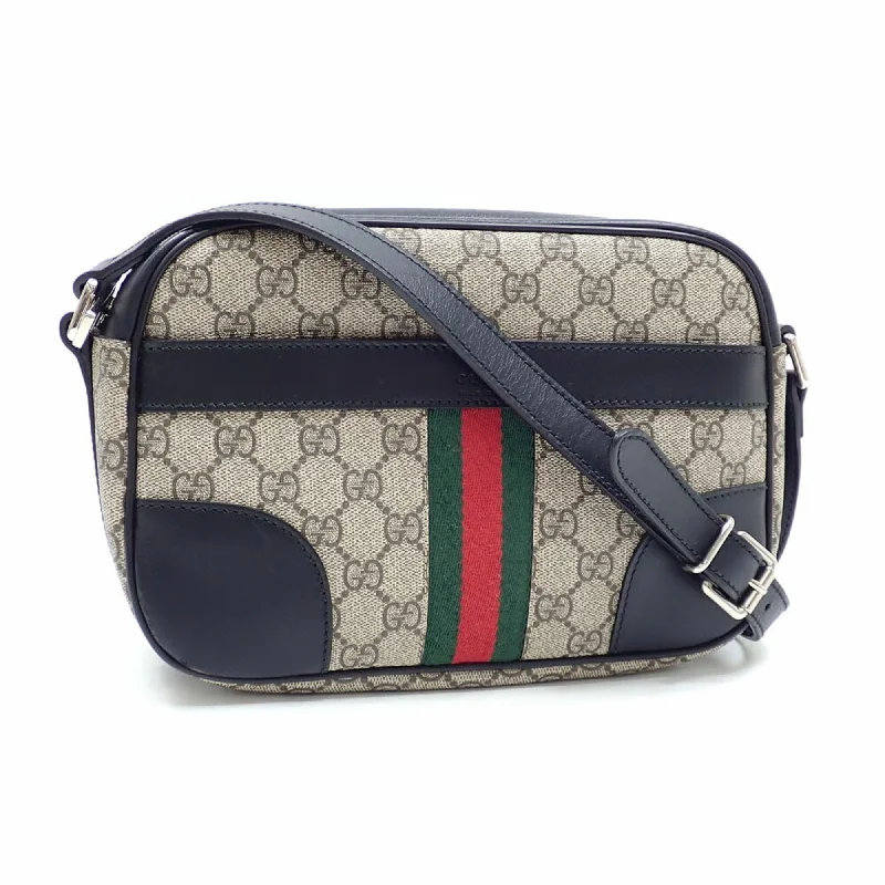 Gucci tote bags for women with a spacious interiorGucci Shoulder Bag GG Supreme Women's Beige Black PVC Leather 387507 213317 Sherry Webbing