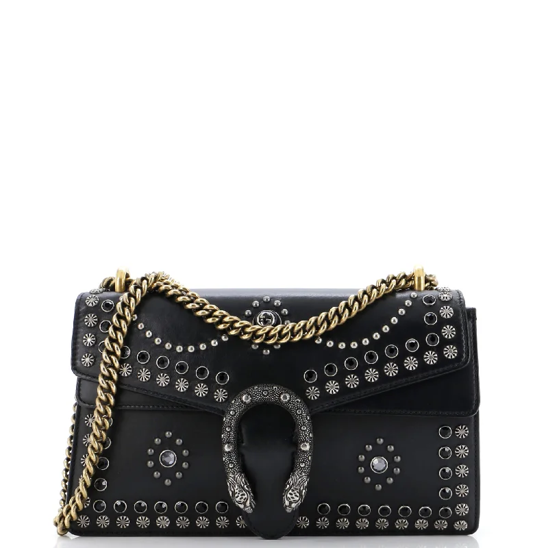 Women Gucci bags with a snap - button closure and a decorative charmDionysus Bag Studded Leather Small