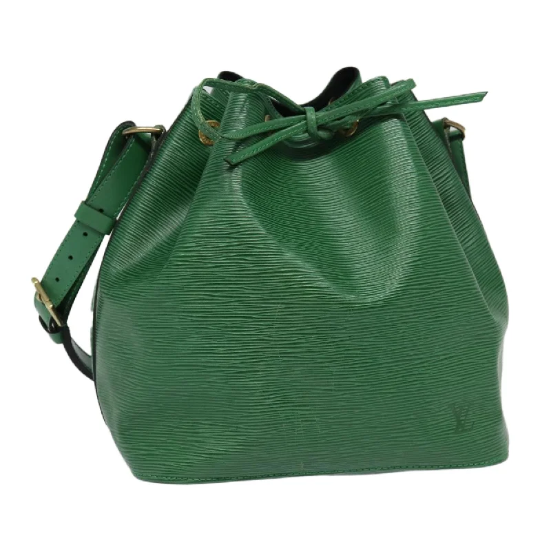 Louis Vuitton bags with a zip - around closure for enhanced securityLOUIS VUITTON Epi Petit Noe Shoulder Bag Green M44102 LV Auth 82084