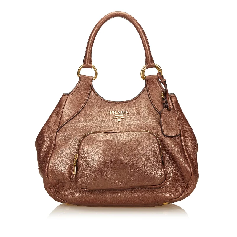 Prada Cleo bags with a snakeskin - effect panel for a bold and trendy lookMetallic Bronze Leather Tote Bag