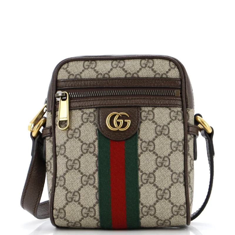 Women Gucci bags with a front - flap pocket for quick - access itemsOphidia Messenger Bag GG Coated Canvas Mini