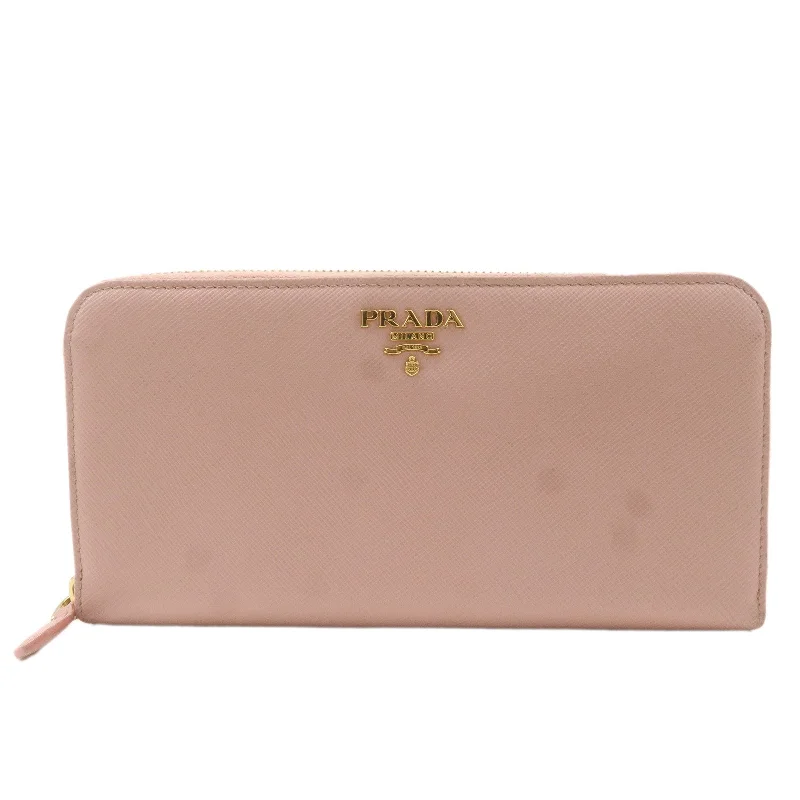 Prada Cleo bags with a detachable coin purse for added functionalityPRADA Logo Leather Round Zipper Long Wallet Pink 1ML506