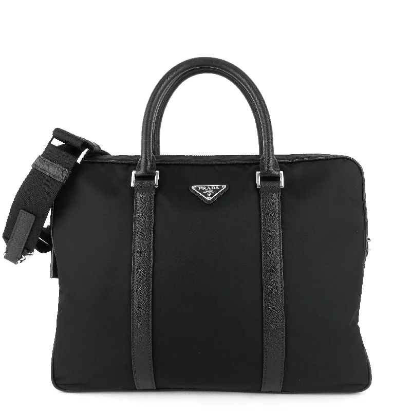 Prada Cahier bags with a leather - wrapped handle for a luxurious feelConvertible Tessuto Nylon and Saffiano Leather Briefcase Bag