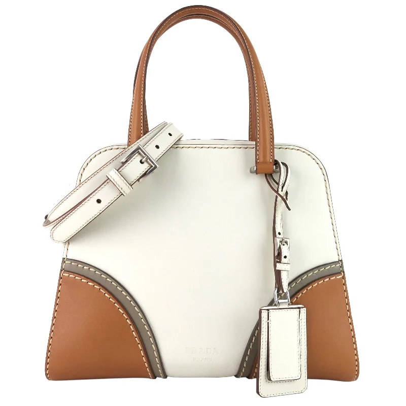 Ladies Prada shoulder bags with a tassel - adorned zipper for added charmTri-coloured Vitello Daino Leather Satchel Bag