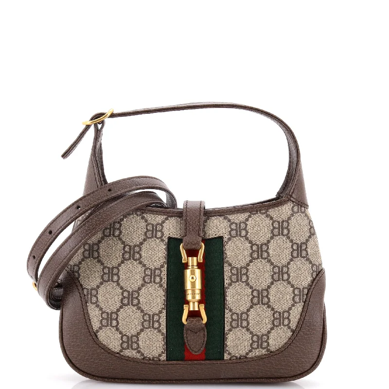 Women Gucci bags with a detachable mirror insidex Gucci The Hacker Project Jackie 1961 Hobo BB Coated Canvas Mini