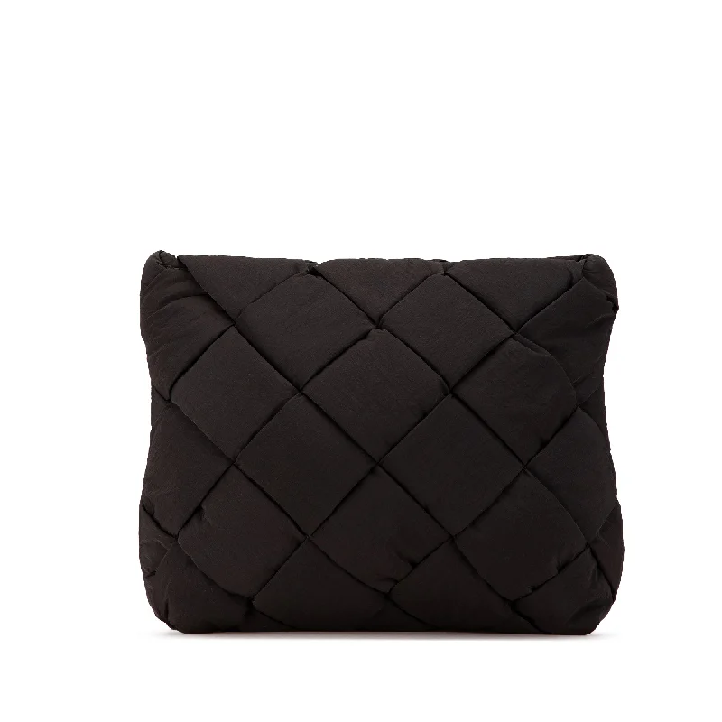 Bottega Veneta bags with floral appliquesBlack Bottega Veneta Intrecciato Cassette Woven Padding Document Clutch