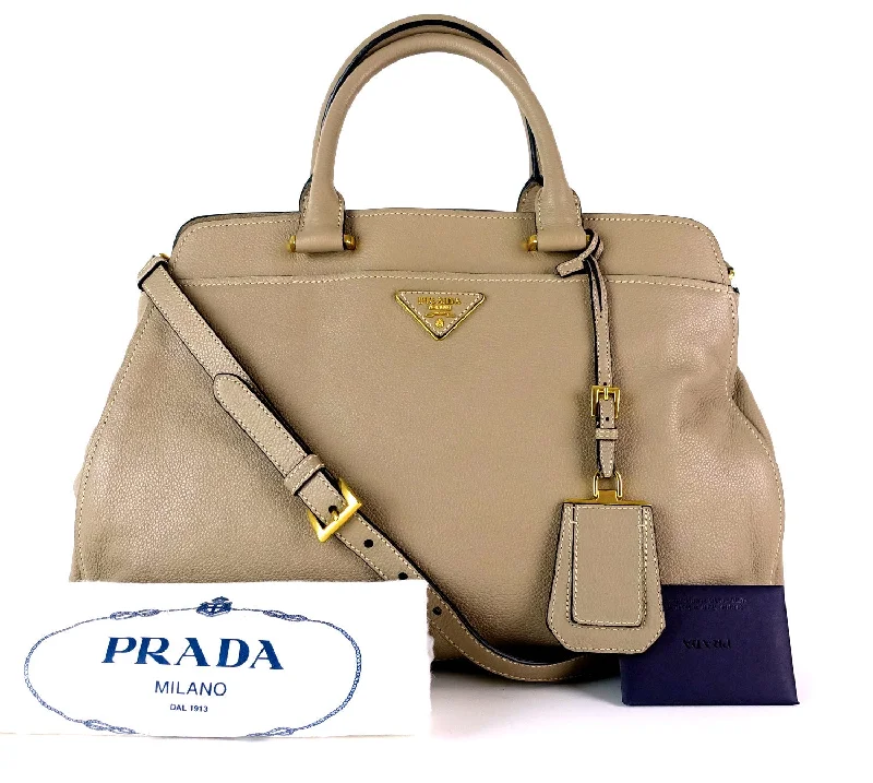 Prada crossbody bags with a printed floral pattern for a feminine touchPebbled Vitello Daino Leather Tote Bag