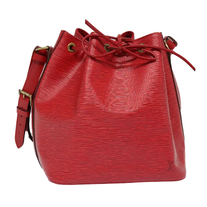 Ladies Louis Vuitton shoulder bags with a wide - width strap for comfortLOUIS VUITTON Epi Petit Noe Shoulder Bag Red M44107 LV Auth 88888