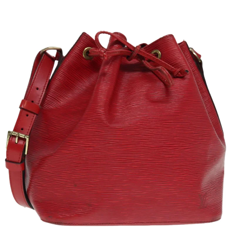 Louis Vuitton handbags with a metal - framed clasp for durabilityLOUIS VUITTON Epi Petit Noe Shoulder Bag Red M44107 LV Auth bs17209