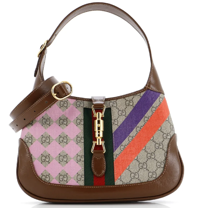 Women Gucci bags with a snap - button closure and a decorative charmJackie 1961 Hobo GG Coated Canvas Medium