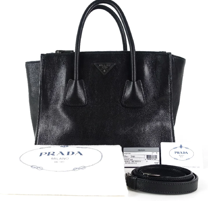 Prada Cahier bags with a detachable shoulder strap for versatile carryingGlazed Calf Leather Twin Pocket Bag