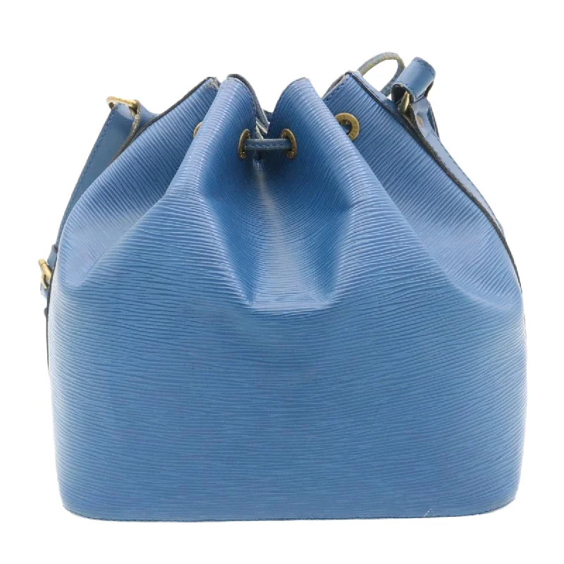 Louis Vuitton tote bags with a double - handle and shoulder - strap optionLOUIS VUITTON Epi Petit Noe Shoulder Bag Blue M44105 LV Auth ds423