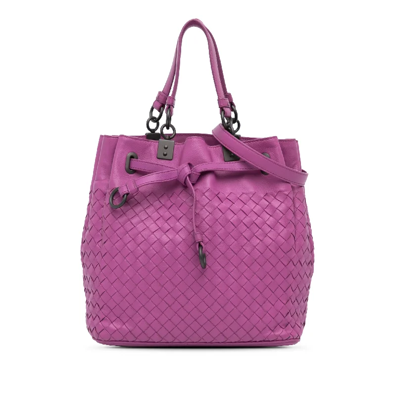 Bottega Veneta bags for music festivalsPurple Bottega Veneta Nappa Intrecciato Bucket Bag