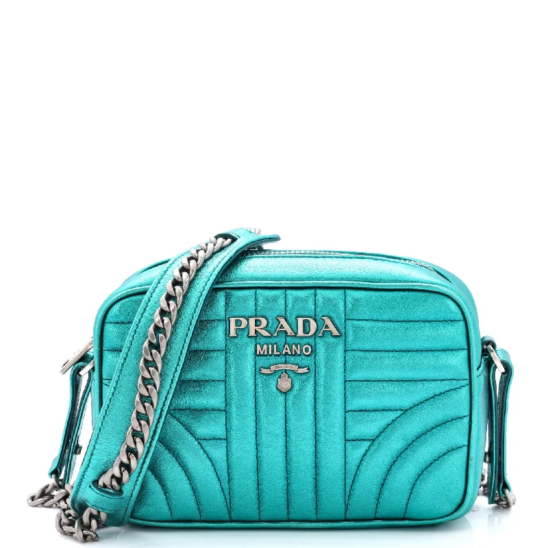 Prada crossbody bags with a printed floral pattern for a feminine touchCamera Bag Diagramme Quilted Leather Mini