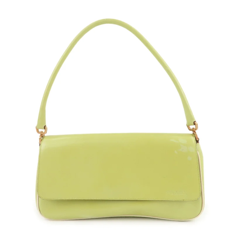 Prada Cleo bags with a detachable coin purse for added functionalityPRADA Leather Shoulder Bag Hand Bag Light Green B10689