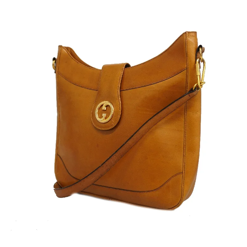 Women Gucci bags with a detachable mirror insideGucci Shoulder Bag Old Gucci Women's Leather Shoulder Bag Brown