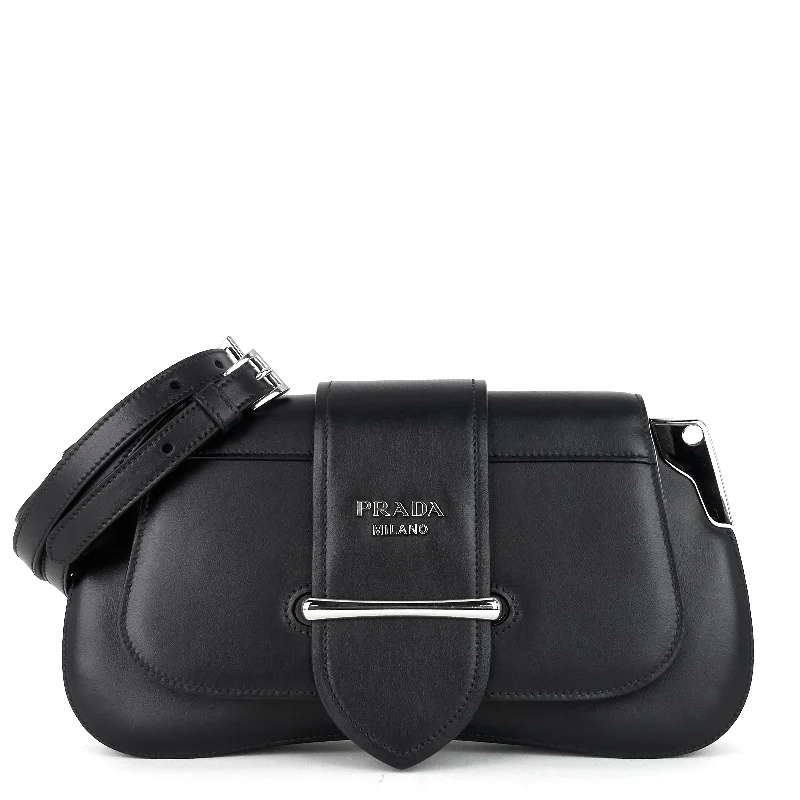 Ladies Prada shoulder bags with a wide - width strap for enhanced comfortSidonie Black Leather Shoulder Bag