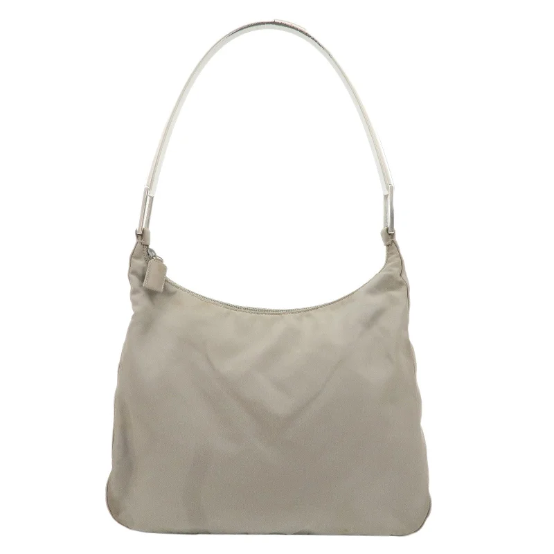 Ladies Prada Galleria bags with gold - toned hardware for a luxurious touchPRADA Nylon Shoulder Bag Gray