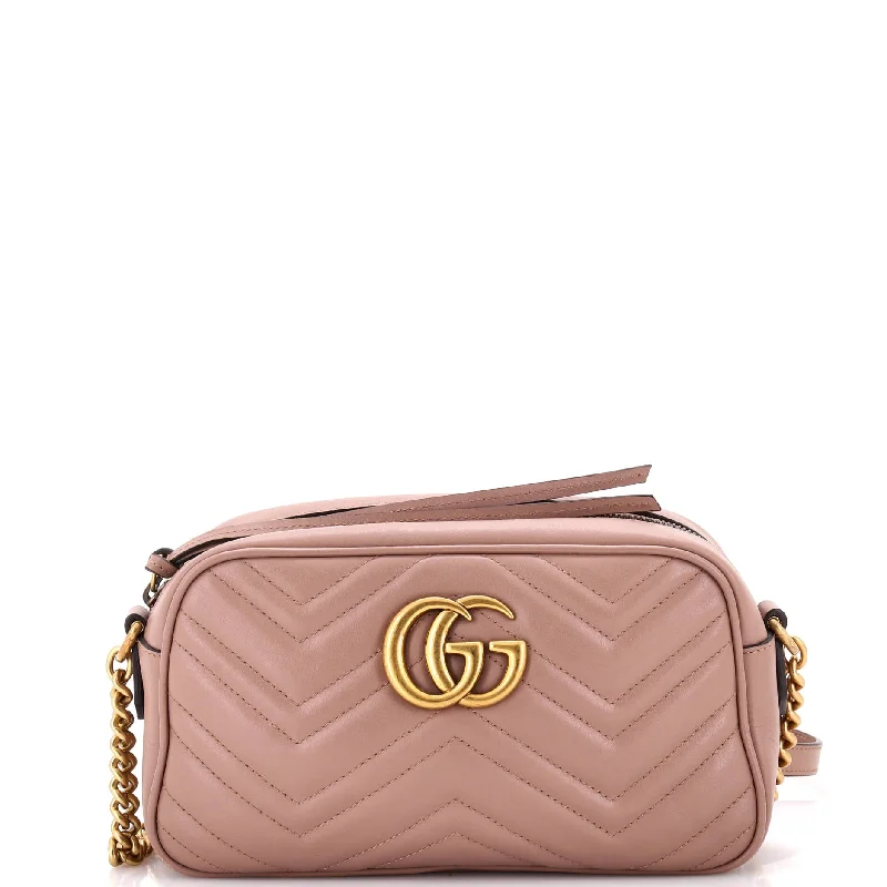 Women Gucci bags with a front - flap pocket for quick - access itemsGG Marmont Shoulder Bag Matelasse Leather Small