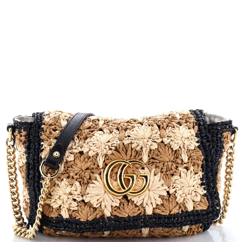 Gucci backpacks for women with a hidden back pocketGG Marmont Flap Bag Raffia Small