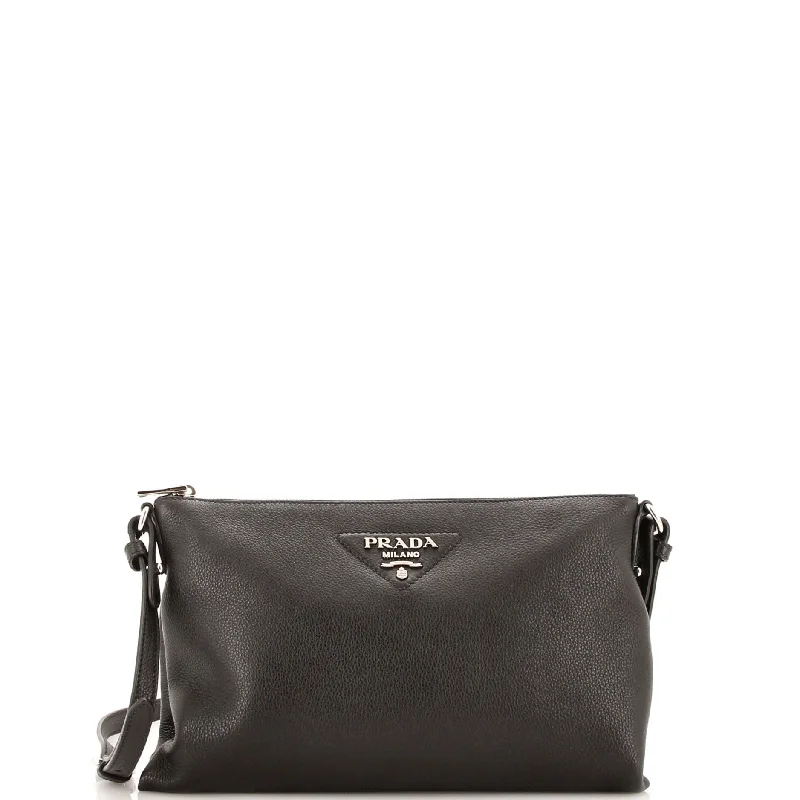 Ladies Prada Galleria bags with a detachable shoulder strapFlat Zip Crossbody Bag Vitello Daino Mini